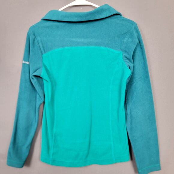 Columbia Teal Green 1/4 Zip Fleece Pullover Soft Mock Neck Women’s Small - Picture 2 of 9